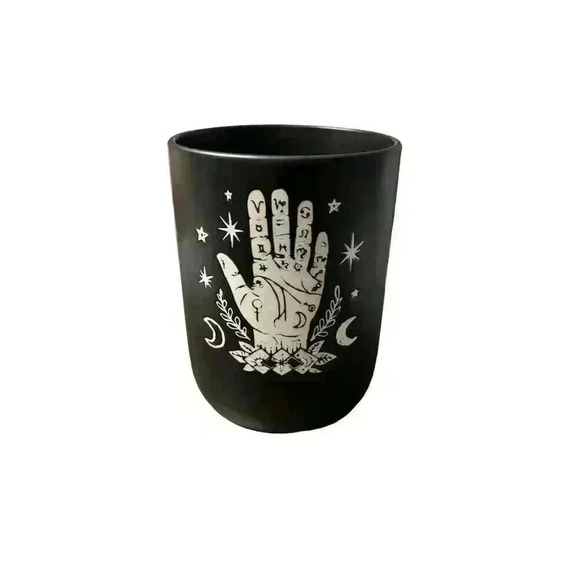 Prima Designs 6" Black Ceramic Utensils Canister Palm Reader Decor - Picture 1 of 4